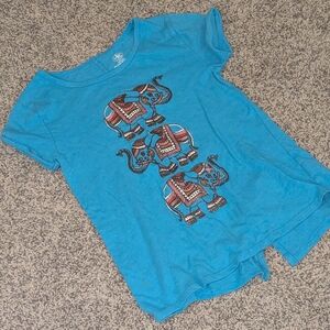 Little Girls' Blue Elephant Graphic Tee Medium